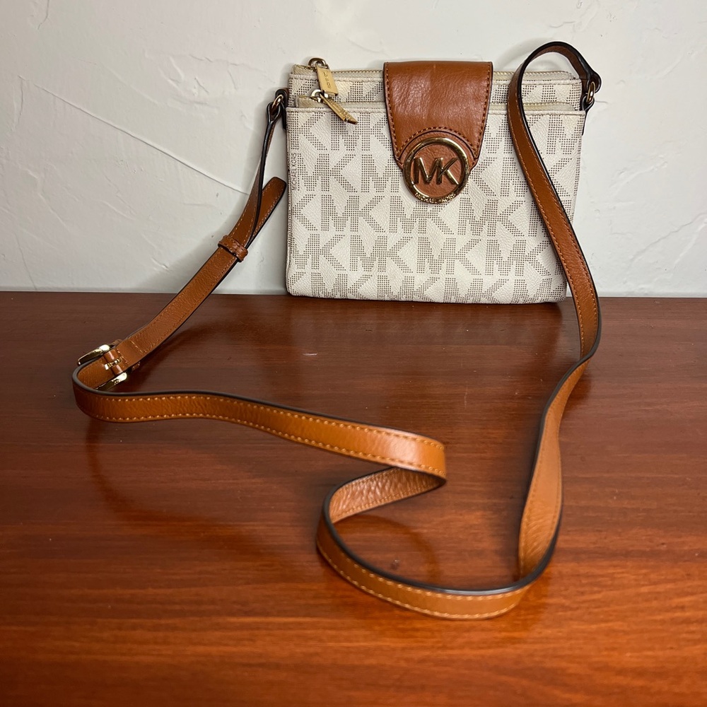 Michael Kors Brown and Cream Crossbody Bag